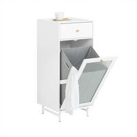 WÄSCHESCHRANK mit Wäschesack Weiß - Weiß, Glas/Holzwerkstoff (40/96/40cm) - SoBuy