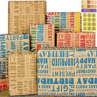 GESCHENKPAPIER Set Geburtstag 5 Blatt mit Band und Aufklebern - Multicolor, Papier (22/1/33cm)