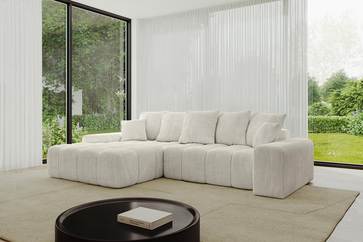 ECKSOFA Ottomane Links ENSI-L - 267x164x88 cm Ecru - Ecru, Holzwerkstoff/Kunststoff (267/164cm) - ALTDECOR