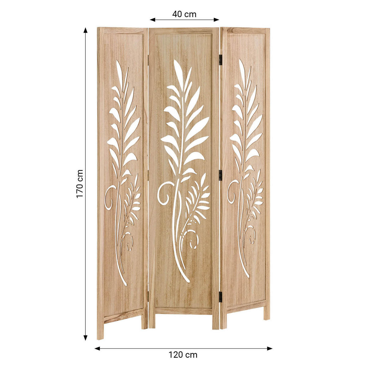 PARAVENT 120/170 cm Natur Holz faltbar - Naturfarben, Holz (120/170/2cm) - Homestyle4u