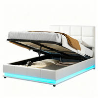 POLSTERBETT Weiß mit LED，Doppelbett mit Bettkasten Kunstleder - Weiß, Holz/Textil (140/200cm) - PARAFTA HOME