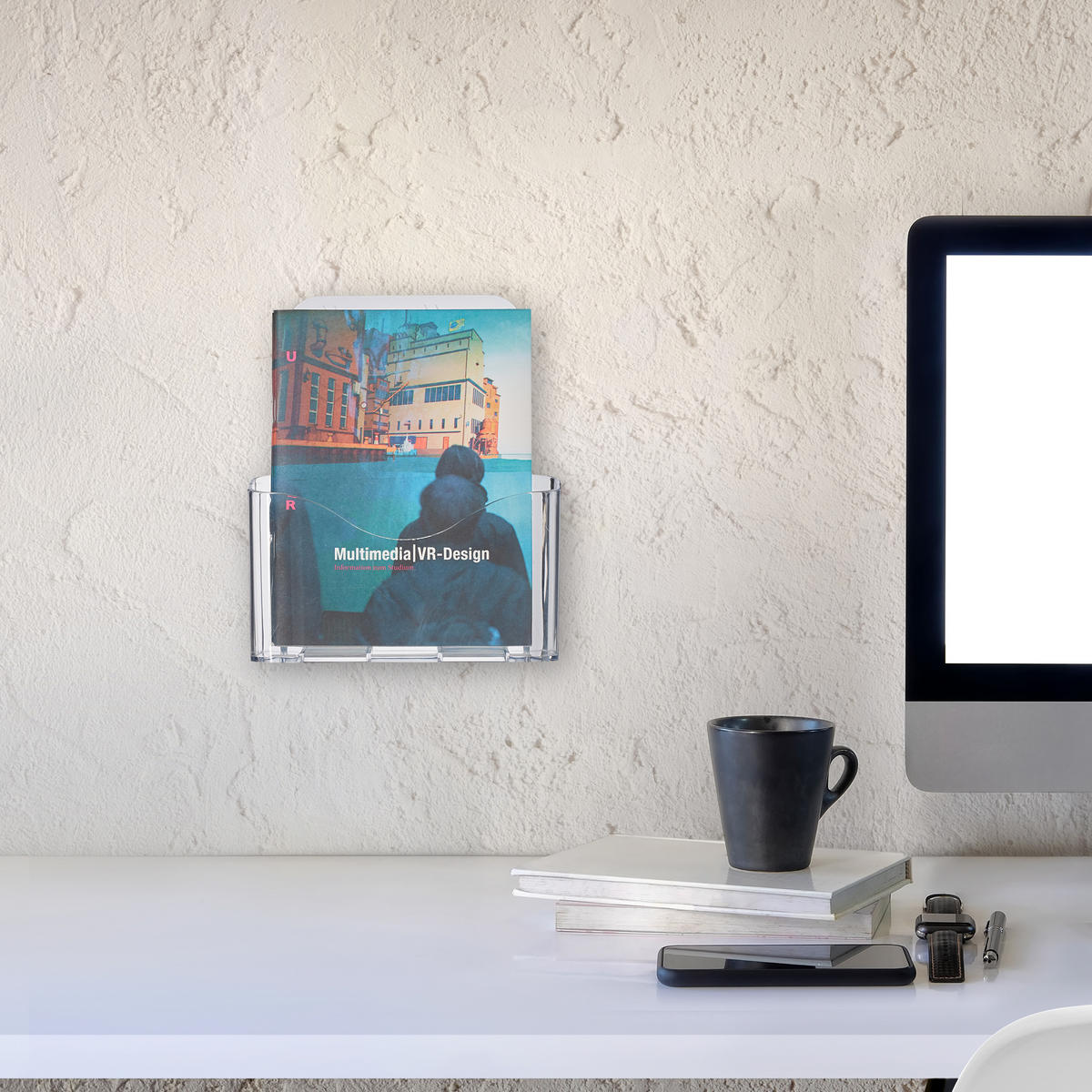 FLYER Aufsteller - Transparent, Kunststoff (17.5/20/8.5cm) - Relaxdays