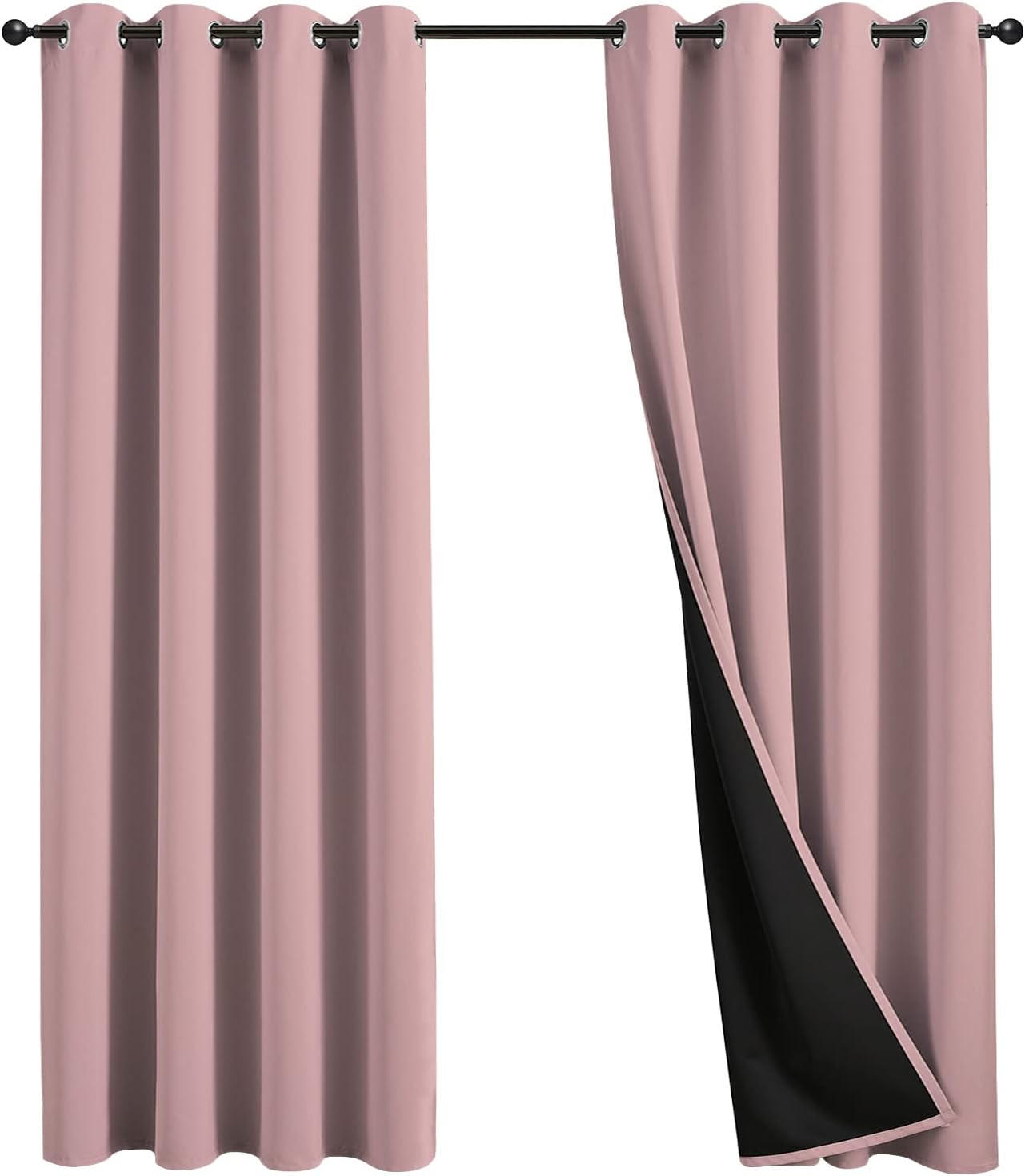 VERDUNKELUNGSVORHÄNGE, wärmeisolierend – 132 x 160 cm – 2 Stück, grau - Pink, Textil (132/160cm)