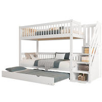 ETAGENBETT 90/200 cm in Weiß mit Rollbett und Leiterschrank - Weiß, Holz (90/200cm) - Flora Grace