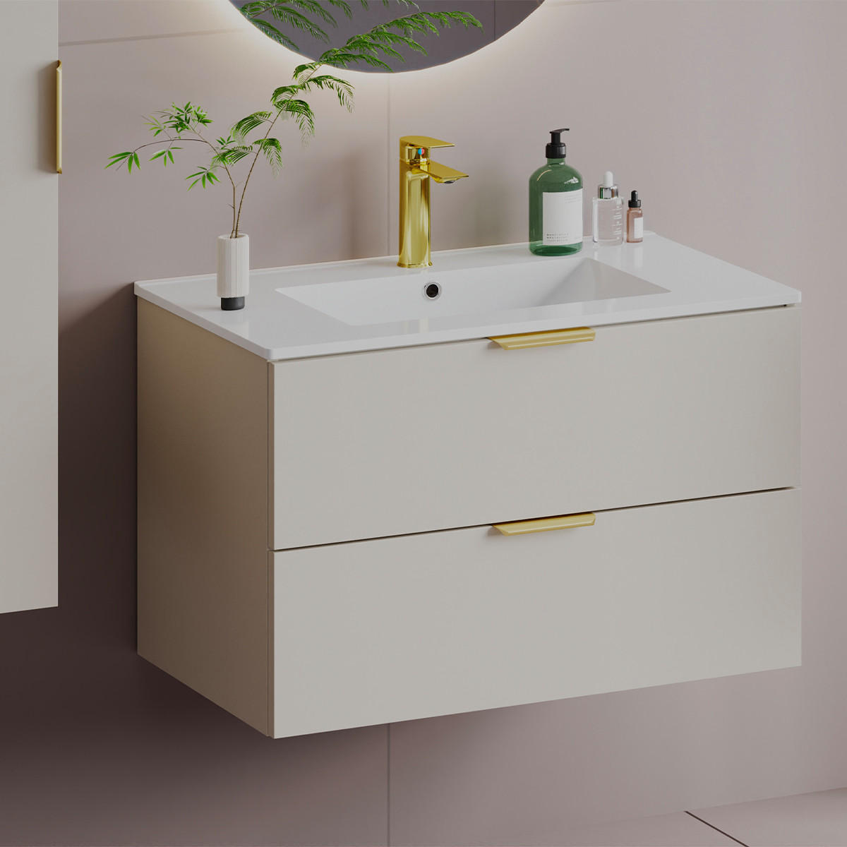 WASCHTISCHUNTERSCHRANK 80cm Astrid Kaschmir - Beige, Holzwerkstoff (80/50/45.8cm) - Petits-meubles