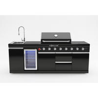 OUTDOORKÜCHE Fusion MAX 230/58/90cm - Schwarz Hochglanz, Metall (230/90/58cm) - Goriller