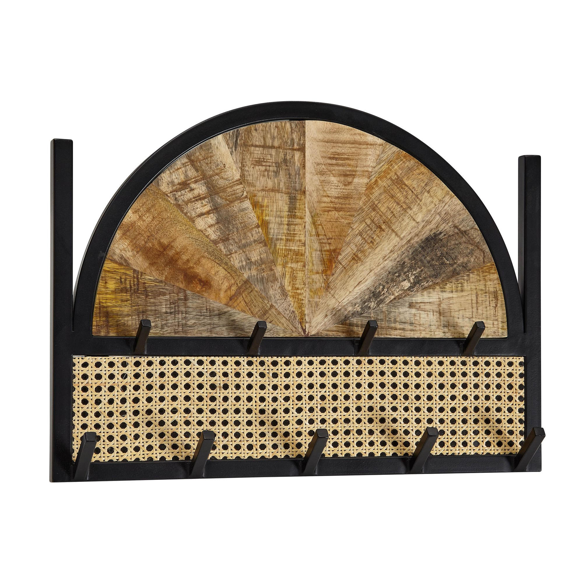 WANDGARDEROBE Mango Massivholz Rattan Metall Modern - Braun, Holz/Metall (53/40/8cm) - KADIMA DESIGN