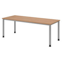 SCHREIBTISCH Serie-H 80/200/74 cm in Nussbaumfarben/Silberfarben - Silberfarben/Nussbaumfarben, Holzwerkstoff (80/200/74cm) - bümö