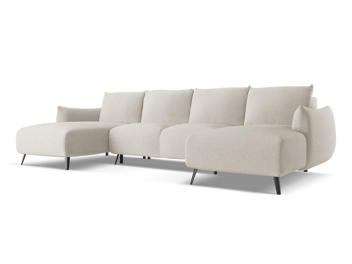 WOHNLANDSCHAFT Chenille Stoff Grau - Silberfarben/Schwarz, Textil/Metall (317/86/162cm) - Makamii