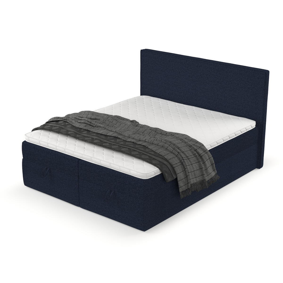 BOXBETT Velma 180/200 cm Marineblau im Riva Stoff - Schwarz/Dunkelblau, Holz/Holzwerkstoff (180/200cm) - AltaBeds