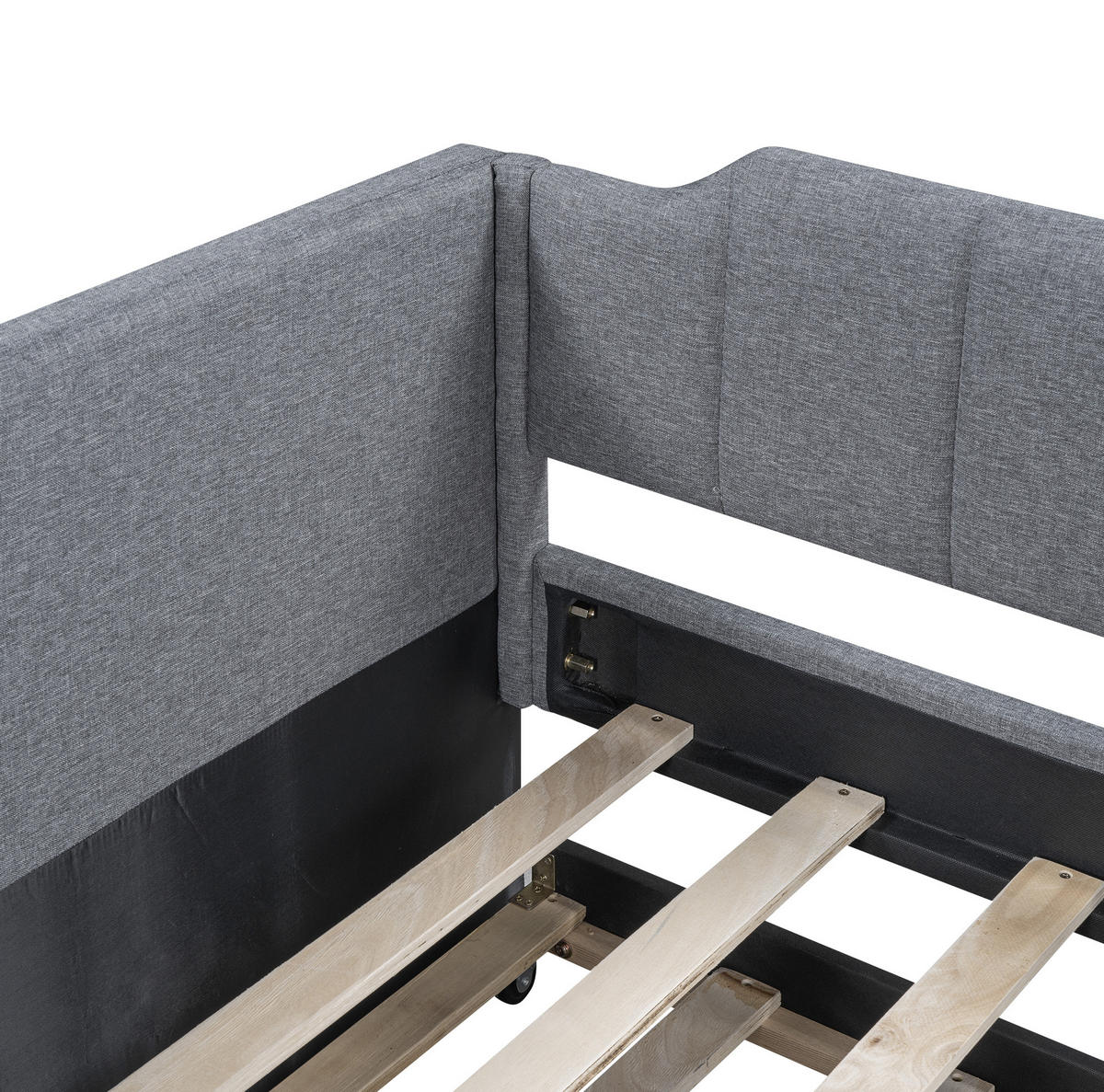 TAGESBETT 90/200 cm Grau Gepolstertes Einzelbett mit Rollbett - Grau, Textil (90/200cm) - OKWISH