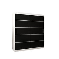 SCHWEBETÜRENSCHRANK 200/180/62 2-türig - Silberfarben/Schwarz, Holz/Kunststoff (180/200/62cm) - Abiks Möbel