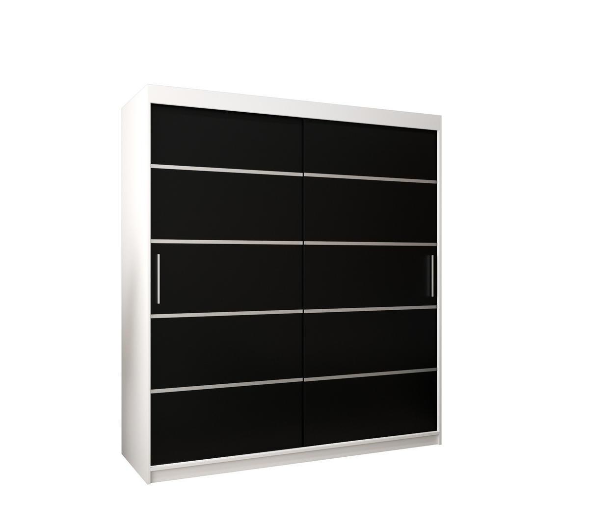 SCHWEBETÜRENSCHRANK 200/180/62 2-türig - Silberfarben/Schwarz, Holz/Kunststoff (180/200/62cm) - Abiks Möbel
