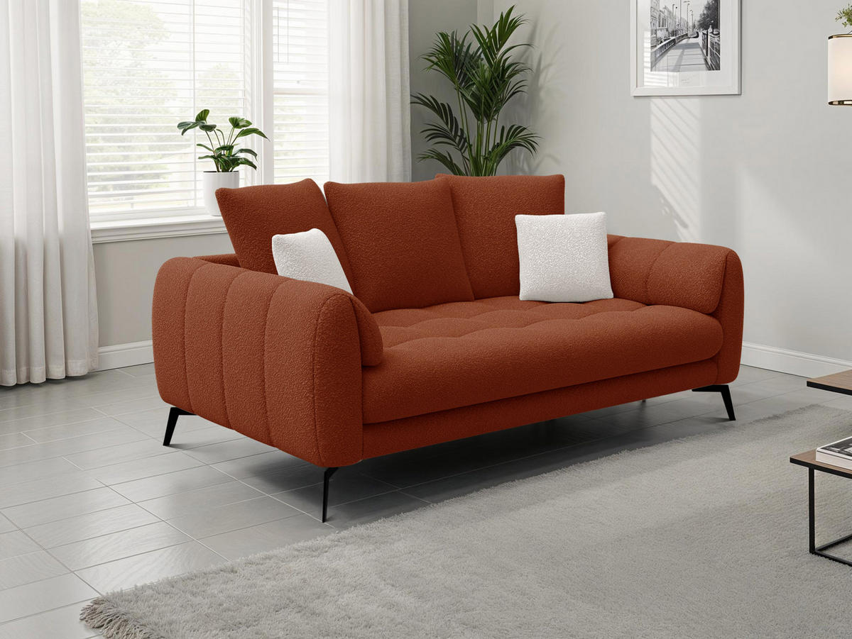 SOFA CALME 2,5-Sitzer, dunkelorange - Dunkelorange, Holz/Textil (199/92/108cm) - Courtois Laville