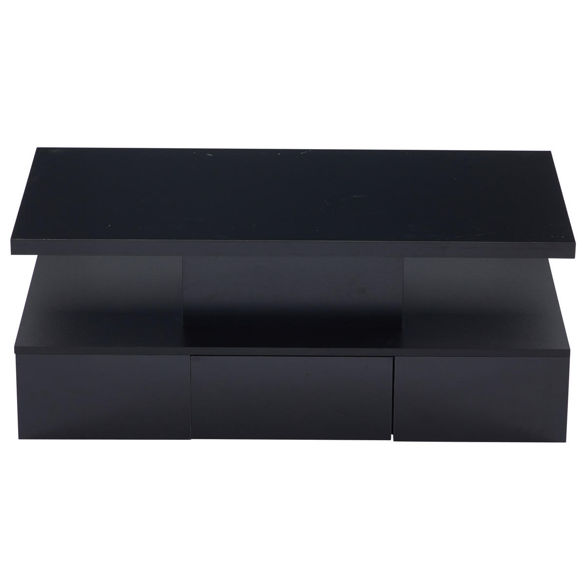 COUCHTISCH 100/50 cm mit LED-Beleuchtung, Ablagefach und Schublade in Schwarz - Schwarz, Holzwerkstoff (100/50/39cm) - BEAOK
