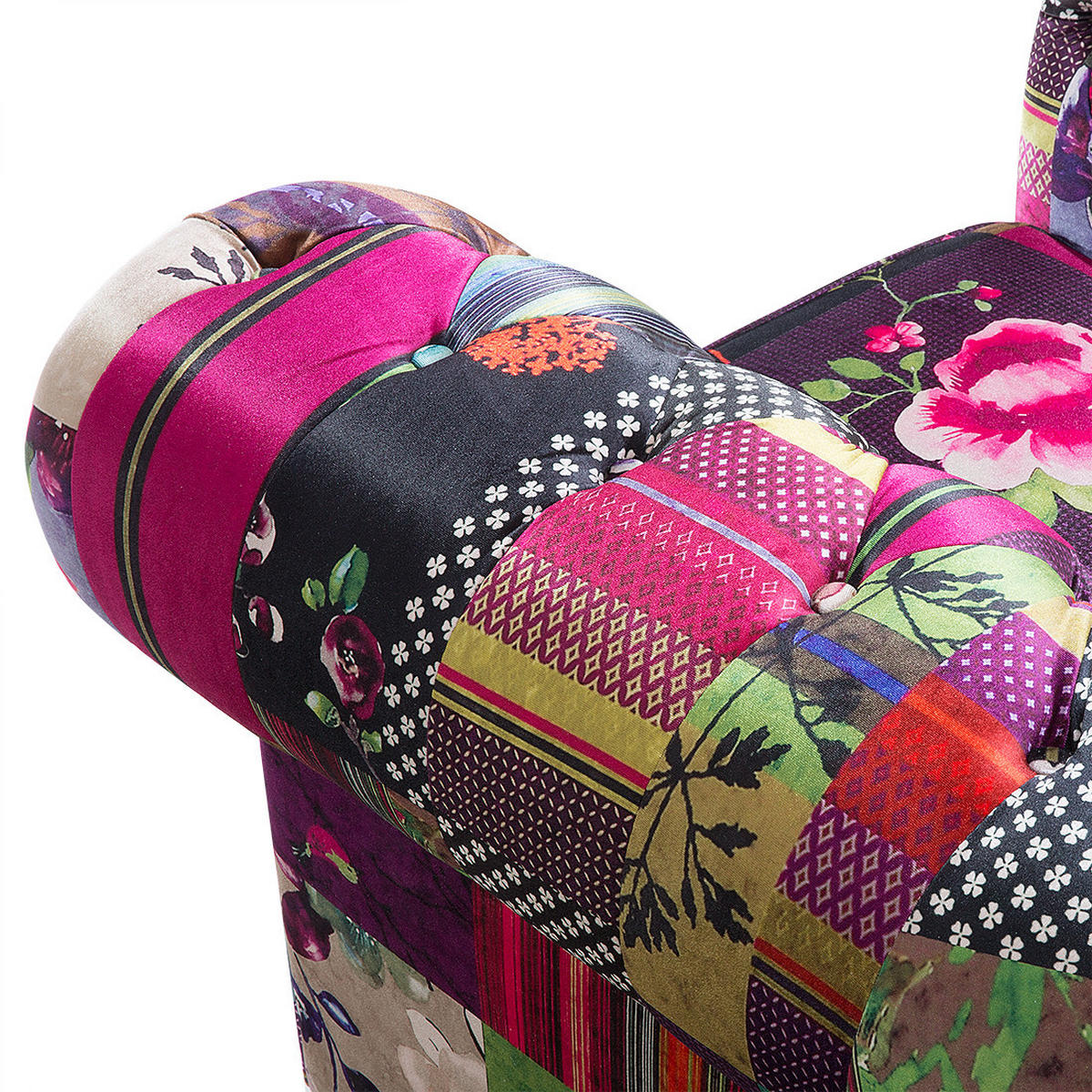 SESSEL Polsterbezug Patchwork violett Chesterfield - Multicolor, Textil (108/71/95cm) - Beliani