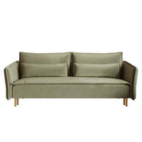 SCHLAFSOFA Ummo Salbeigrün Velours - Salbeigrün/Goldfarben, Textil/Metall (230/88/90cm) - Selsey