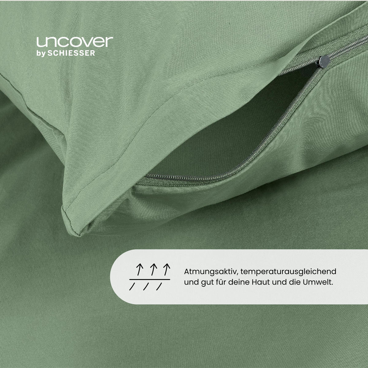 BETTWÄSCHESET Soho - Renforcé - 2-teilig - 135 x 200 cm - Grün - Grün, Textil (135/200cm) - Uncover by Schiesser