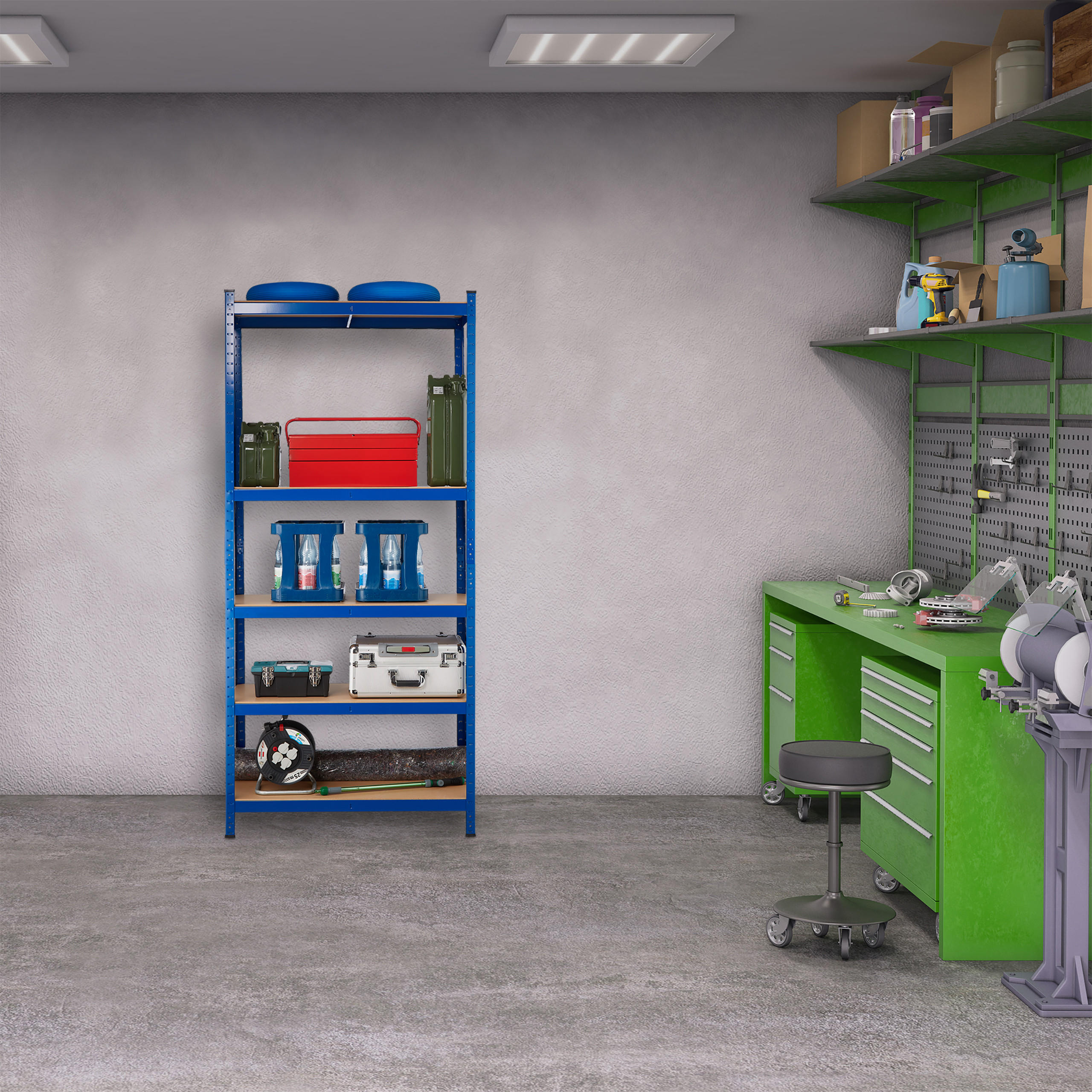 SCHWERLASTREGAL - Multicolor, Holzwerkstoff/Kunststoff (100/220/45cm) - Relaxdays