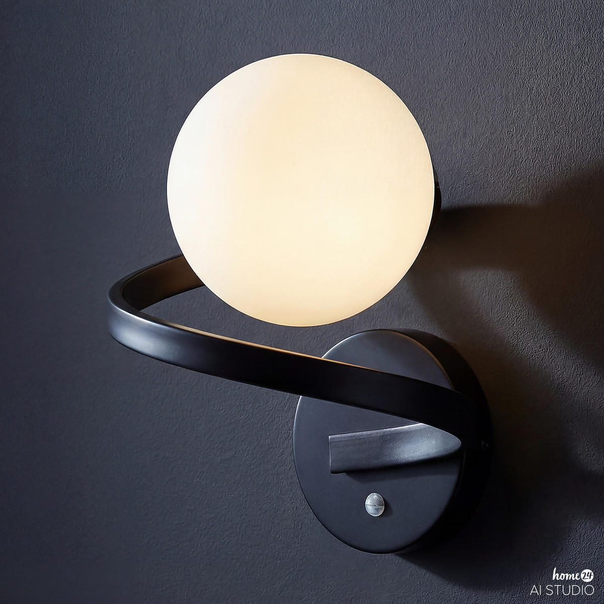 AKKU-WANDLEUCHTE - 1-flammig - 3-Stufen-Dimmer - Schwarz/Weiß, Glas/Metall (18/20/20cm) - home24