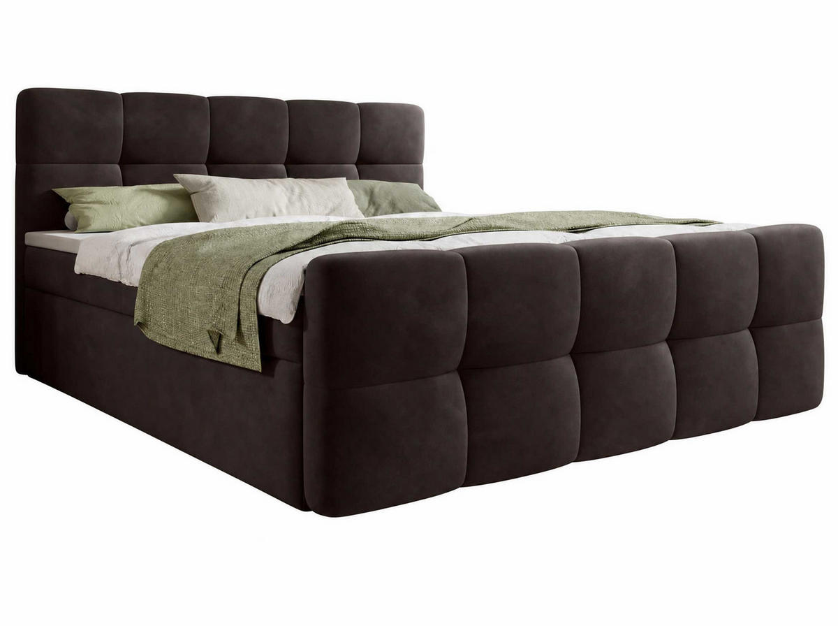 BOXBETT Modena 3 braun 160/200 cm mit Bettkasten - Braun, Textil (160/200cm) - wonello