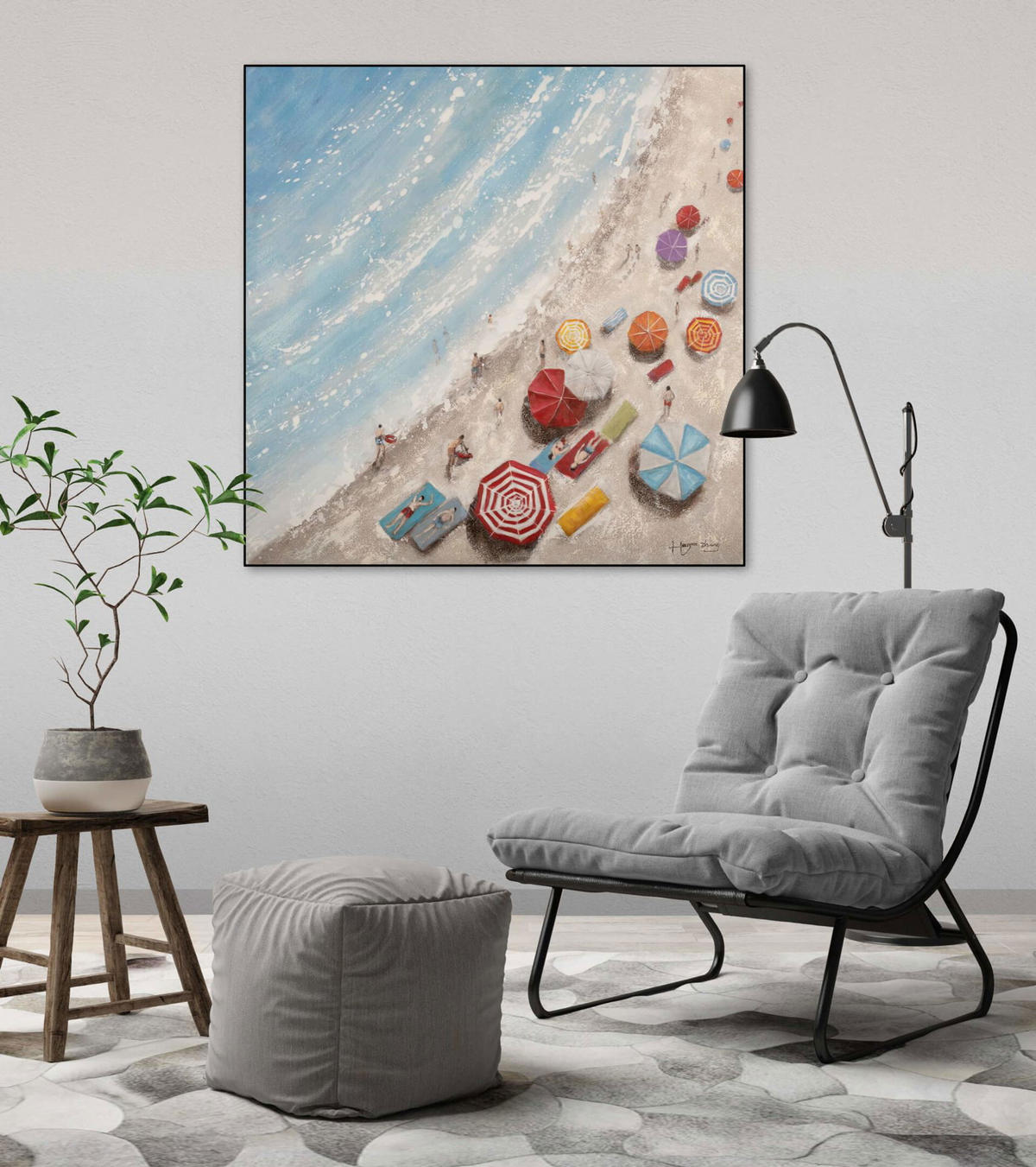 ACRYLBILD HANDGEMALT 80/80 cm - Blau/Multicolor, Holz/Textil (1.7/80cm) - KUNSTLOFT