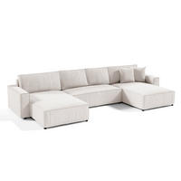PANORAMASOFA Isaac 5 Sitzplätze Weiß - Weiß, Holzwerkstoff (398/85/185cm) - Petits-meubles