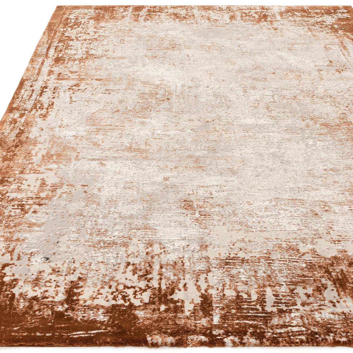 TEPPICH Velours abstrakt mit Bordüren TIBER-Rieti, Terrakotta 200x290 cm - Terra cotta, Textil (200/290cm) - KADIMA DESIGN