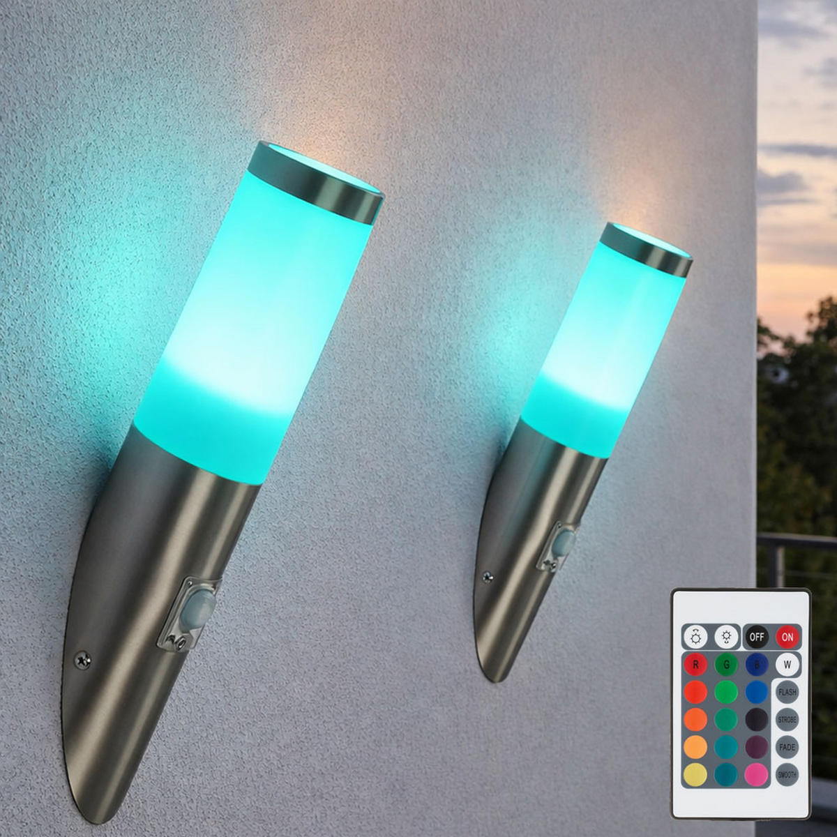 LED AUSSEN-WANDLEUCHTE Silber 2er Set - Silberfarben, Kunststoff (7.6/41/7.6cm) - Globo Lighting