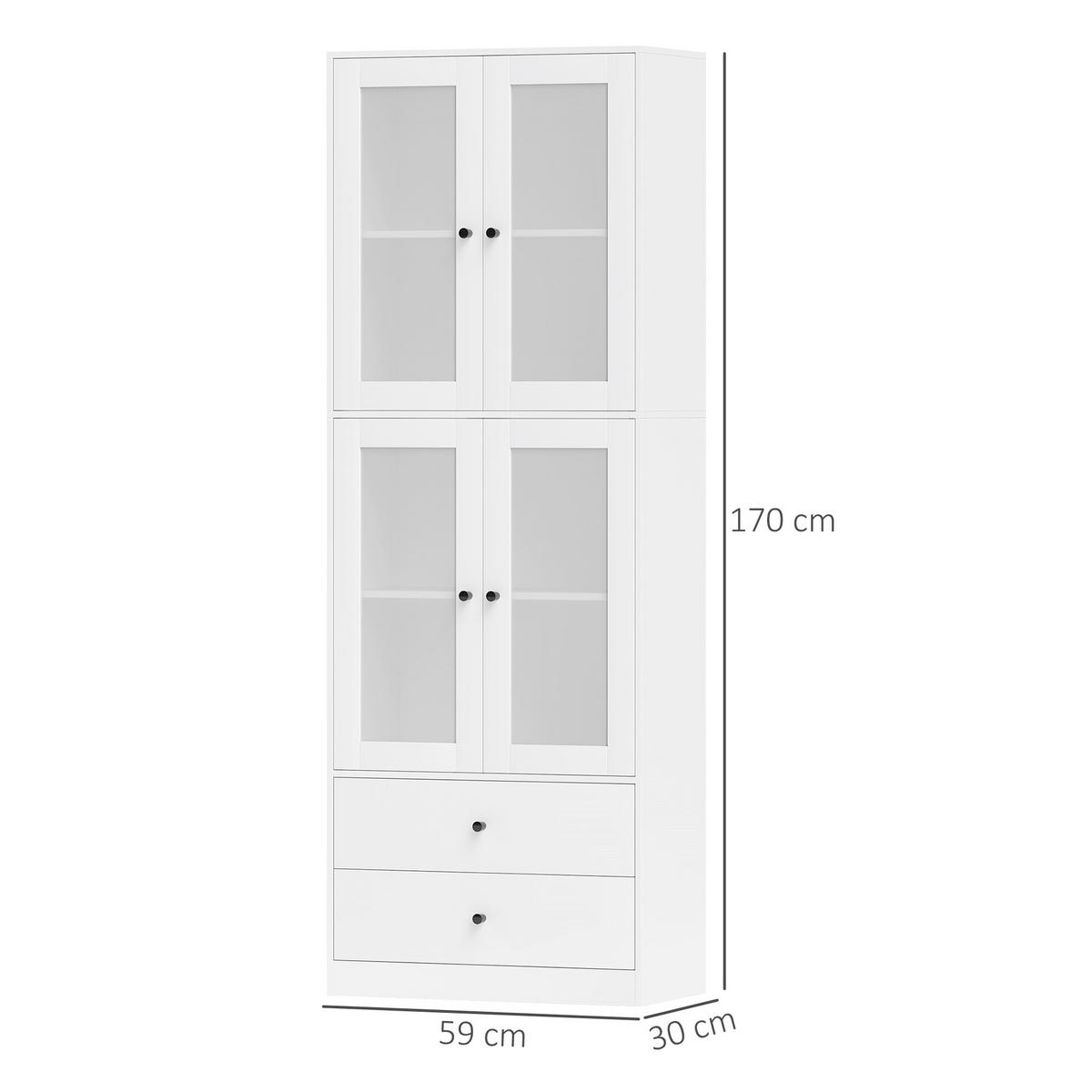 KÜCHENSCHRANK, Hochschrank mit Schublade, 59 x 30 x 170 cm, Weiß - Weiß, Holzwerkstoff (59/170/30cm) - HOMCOM