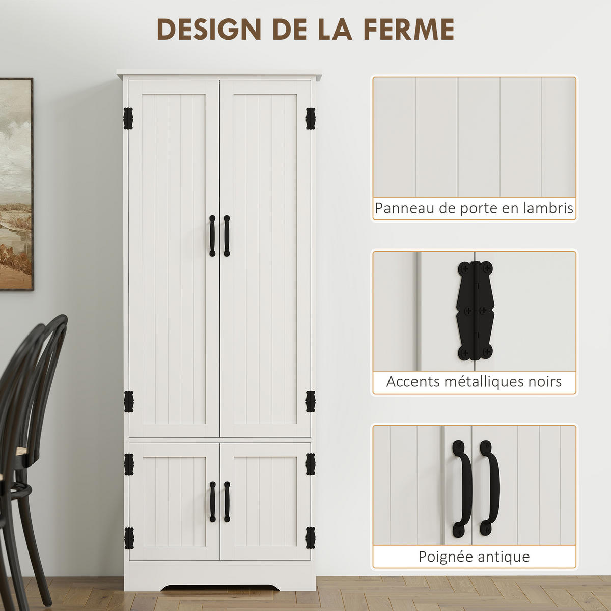 HIGHBOARD DE-11320 3 verstellbare Böden & 2 Türen Weiß - Weiß, Holzwerkstoff (30/153/60cm) - ComfortXL