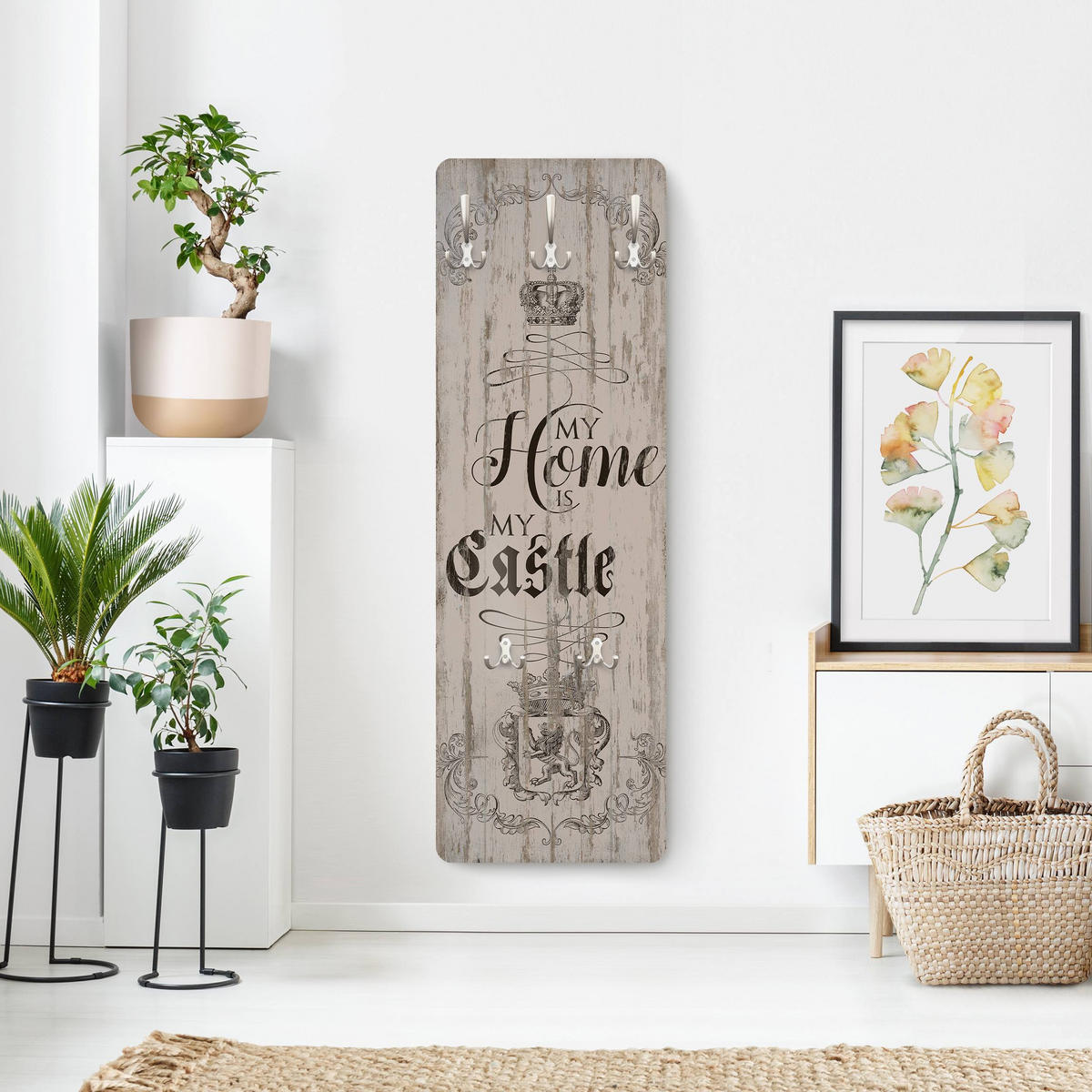 WANDGARDEROBE - My Home is my Castle 34/105 cm - Beige, Holzwerkstoff (34/105/1.6cm) - Bilderwelten