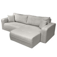 ECKSOFA mit Schlaffunktion - 244 cm - Hellgrau/Schwarz, Kunststoff/Textil (244/145cm) - home24