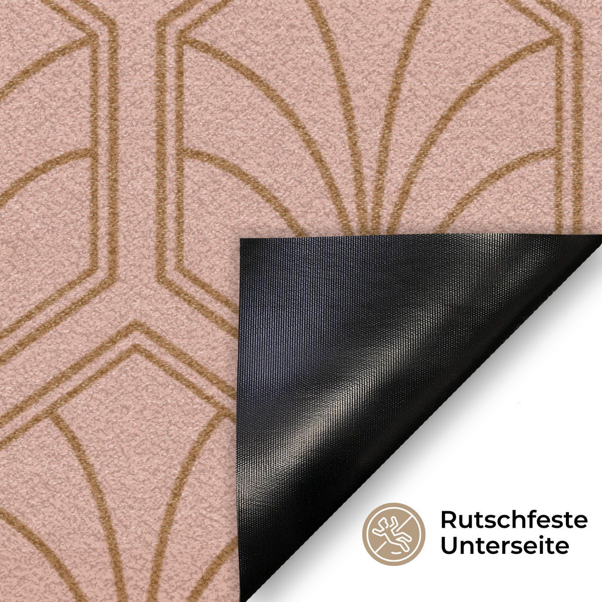 FUSSMATTE Lachsrosa - Muster - Geometrisch 90x60 cm - Altrosa, Kunststoff (90/0.4cm) - MuchoWow