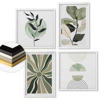 WANDBILDER 4er-Set - 50x50 cm & 40x60 cm Weißer Rahmen - Geometrische Pflanzenformen - Weiß, Kunststoff (50/50cm) - ArtPrintCave