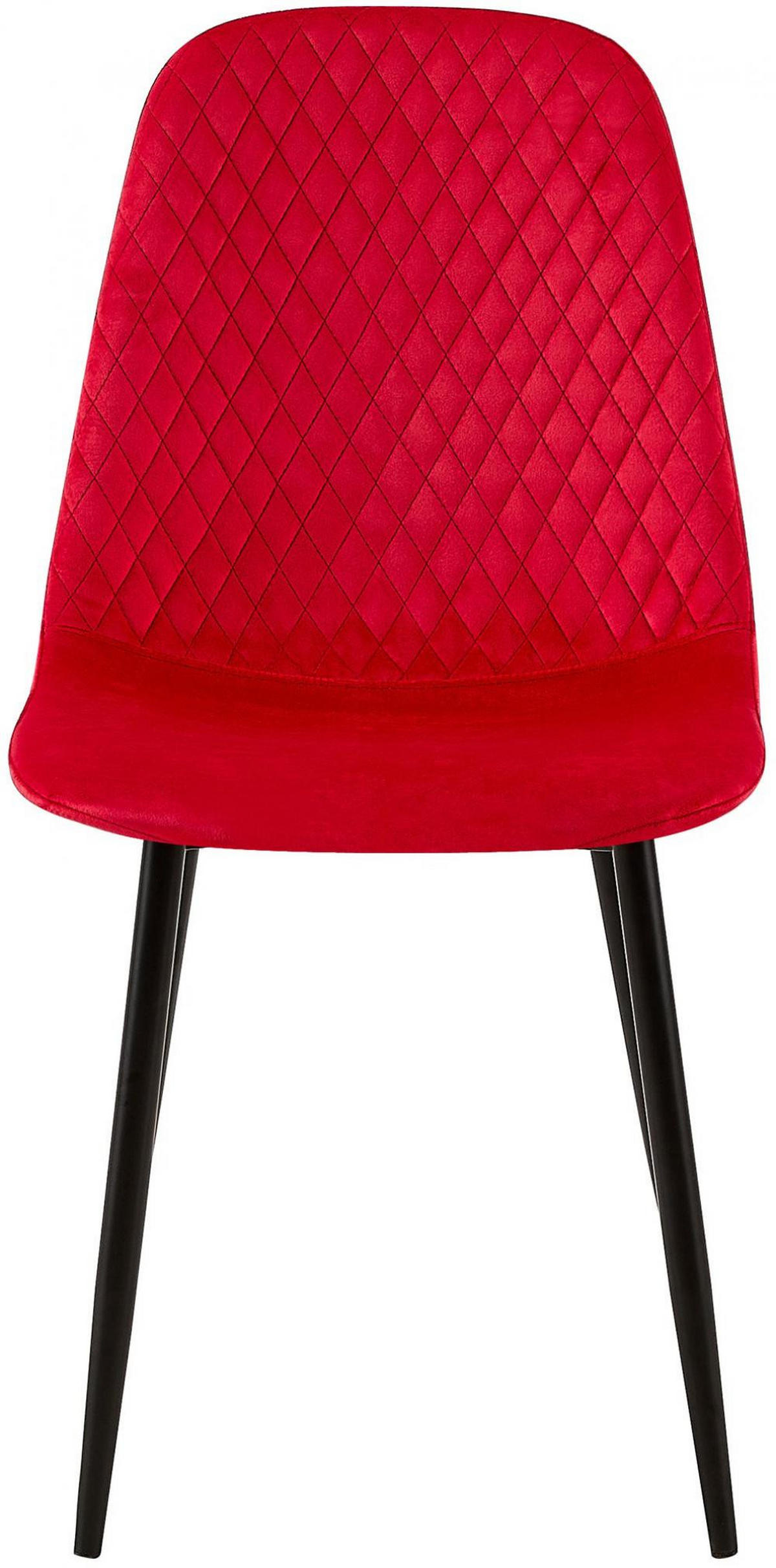 STUHL 4er Set Samt Rot - Rot/Schwarz, Textil/Metall (44/88/54cm) - CLP