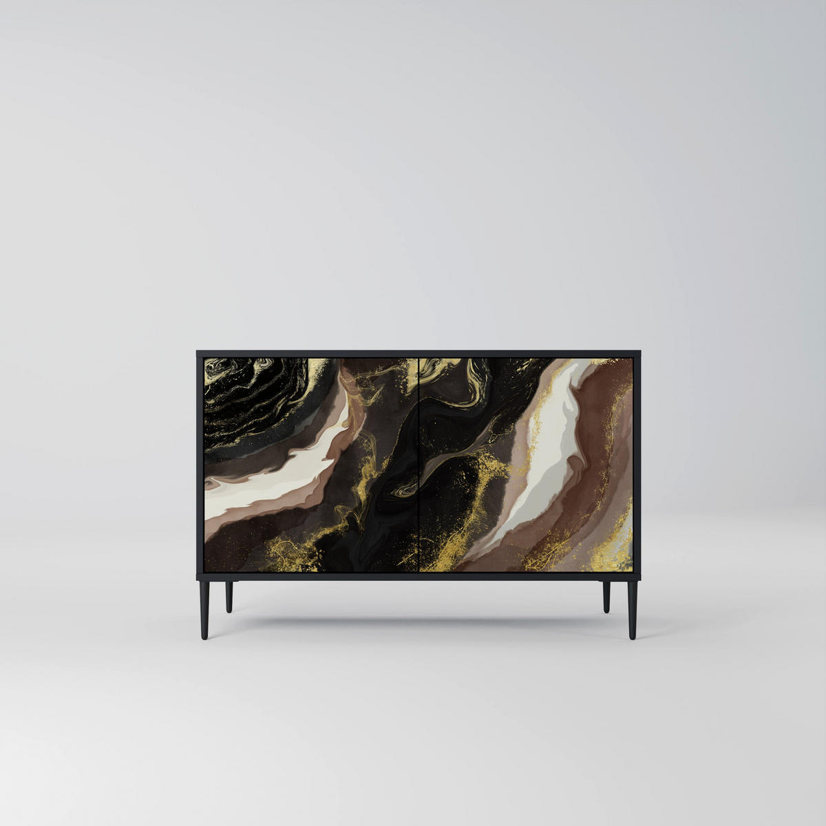 SIDEBOARD GOLD DUST, Eicheneffekt, 111x42x77,5 cm, 2 Türen - Eichefarben/Buchefarben, Holzwerkstoff/Buchenholz (111/77.5/42cm) - SpaceRebels