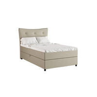 BOXBETT Nevada 120x200 cm Polsterbett mit hochwertiger Bonell-Matratze und Topper - ecru - Ecru, Holz (120/200cm) - Homesy