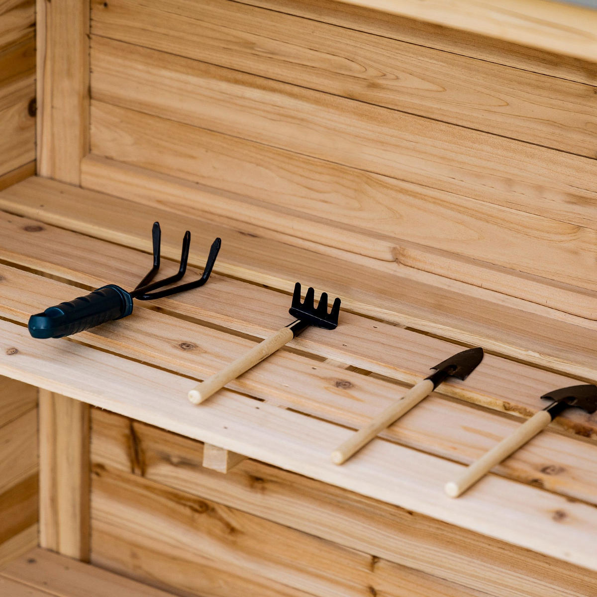 GARTENSCHRANK, Pflanztisch mit Unterschrank, Geräteschrank aus Tannenholz, Natur - Fichtefarben, Holz (40/92/83cm) - Outsunny