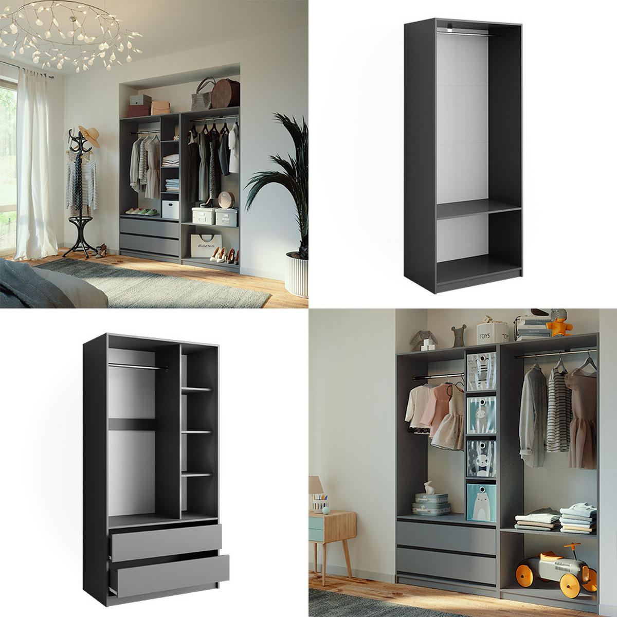 ŠATNÍ SKŘÍŇ Elmo Antracit - antracitová, kompozitní dřevo (180/200/50cm) - Vicco