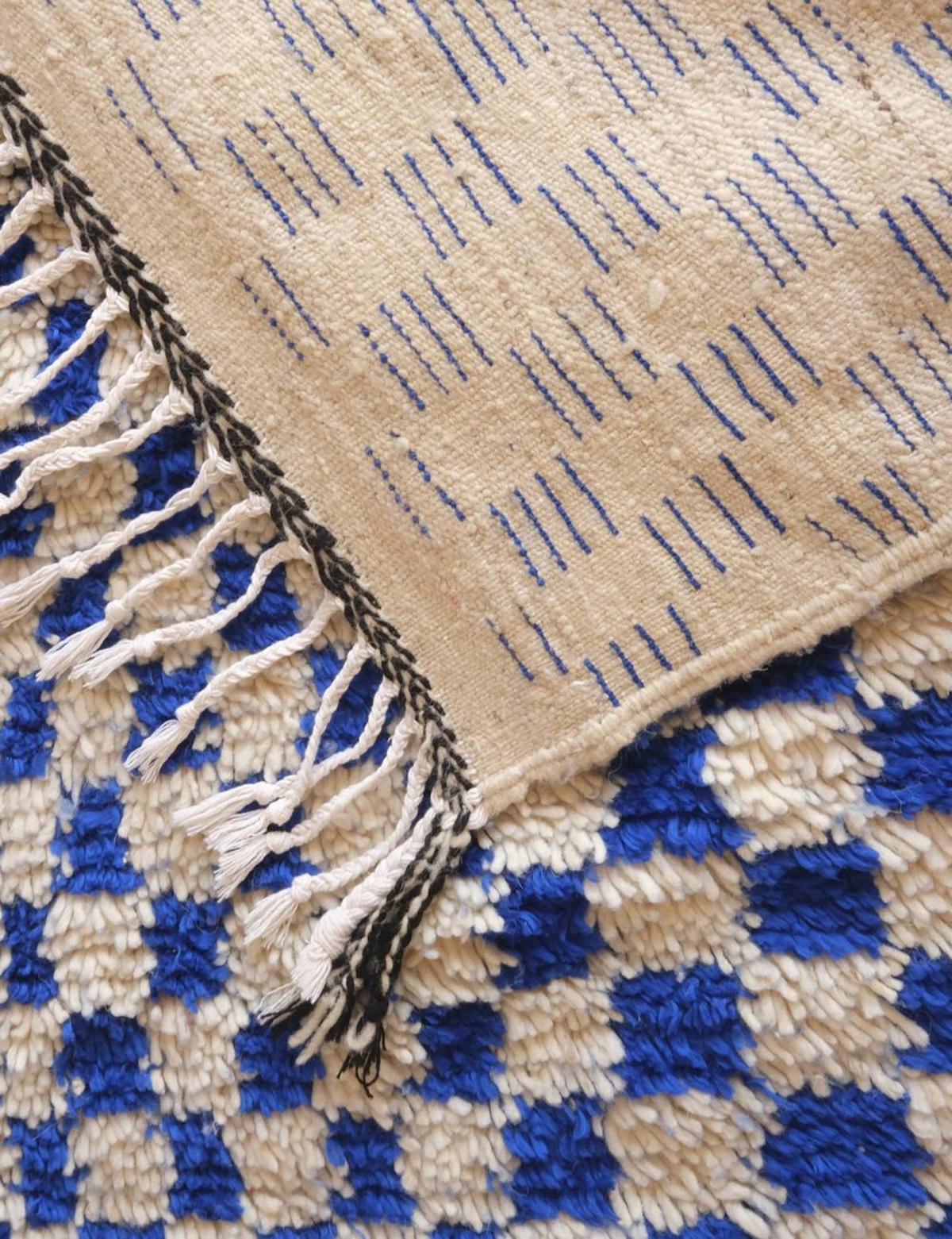 BERBERTEPPICH marokkanisch quadratisch kariert 200x 300 cm - Blau, Naturmaterialien (200/300cm) - AFK Living