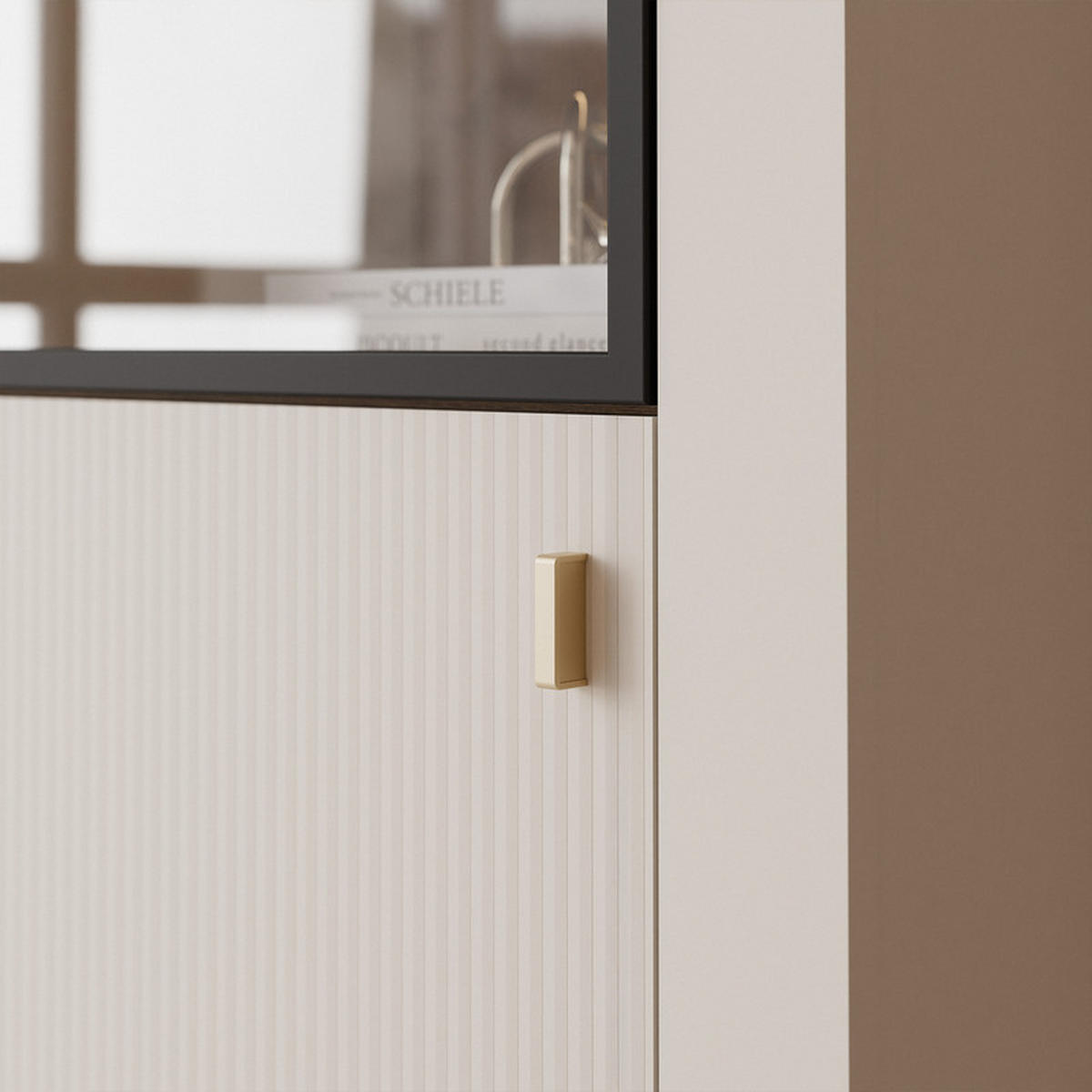 VITRINE AVENA mit LED-Beleuchtung, 60/40/194 cm Kaschmir / Eiche - Kaschmir, Holzwerkstoff/Kunststoff (60/194/40cm) - Idohome