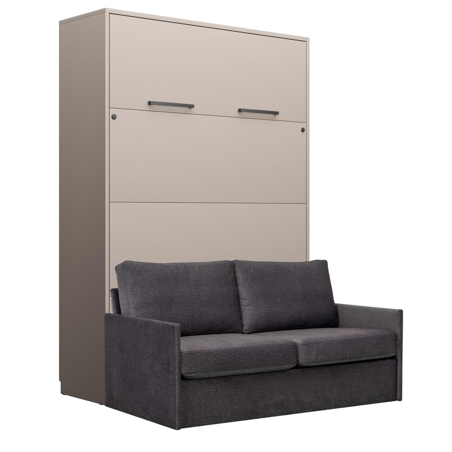 SCHRANKBETT Wandbett GN 140x200 congo mit LED & Sofa - Dunkelgrau - Dunkelgrau/Grau, Holz/Holzwerkstoff (140/200cm) - QMM TraumMöbel