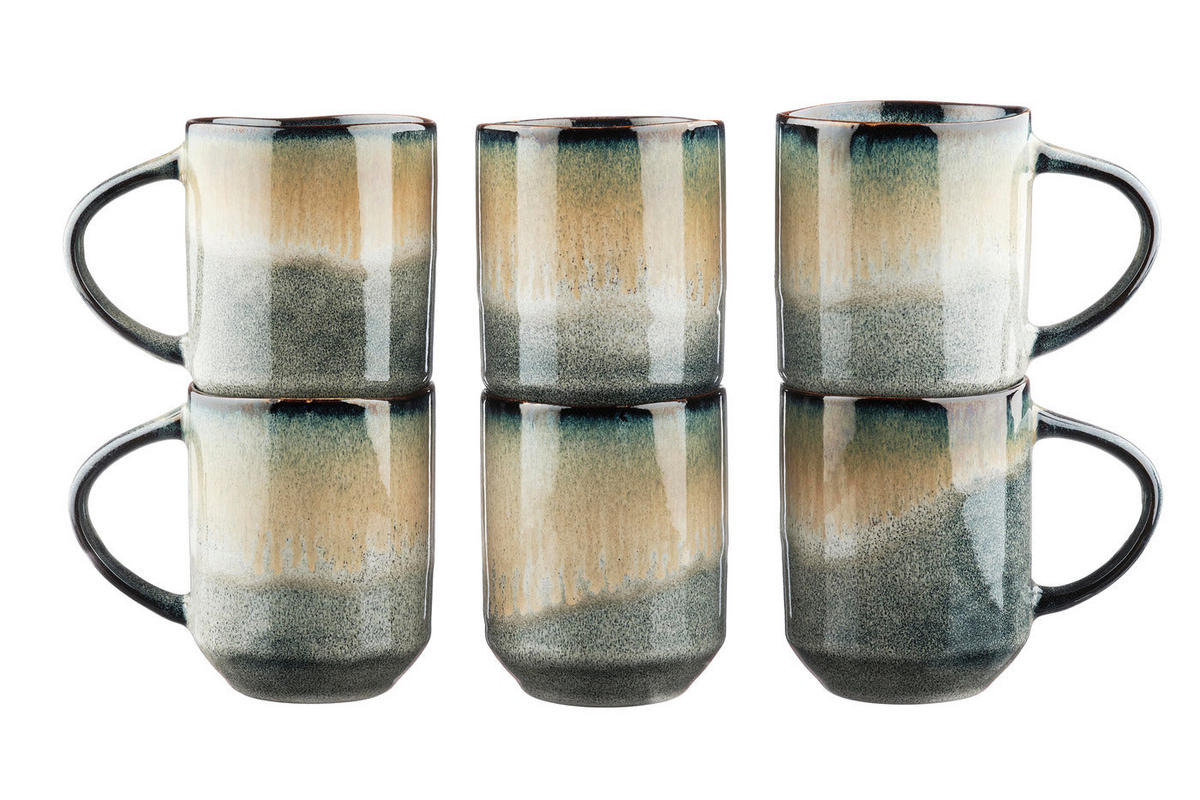 BECHER Genesis 400ml - 6er-Set - Erde - Grau, Keramik (0.4L) - Björn