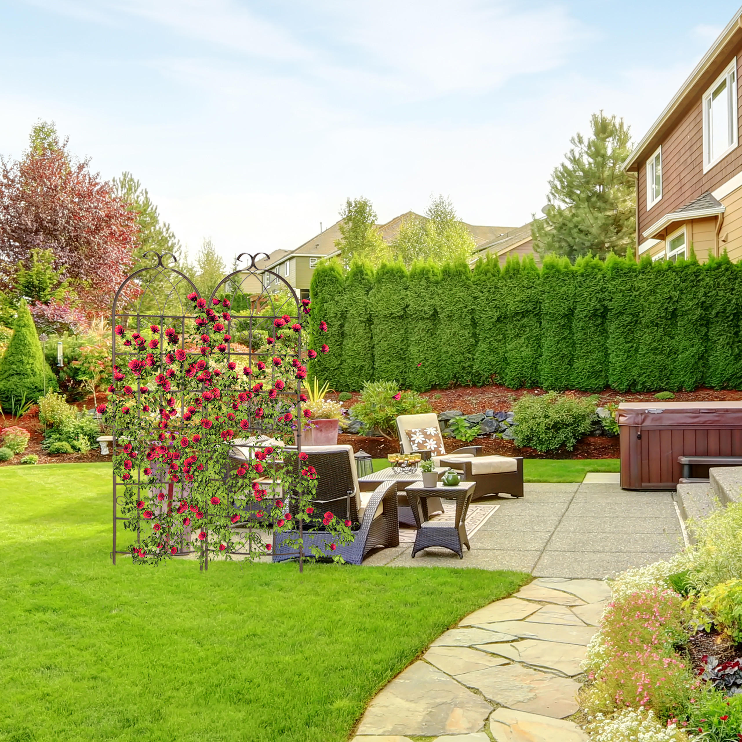 2XRANKGITTER - Braun, Metall (52/179/2cm) - Relaxdays