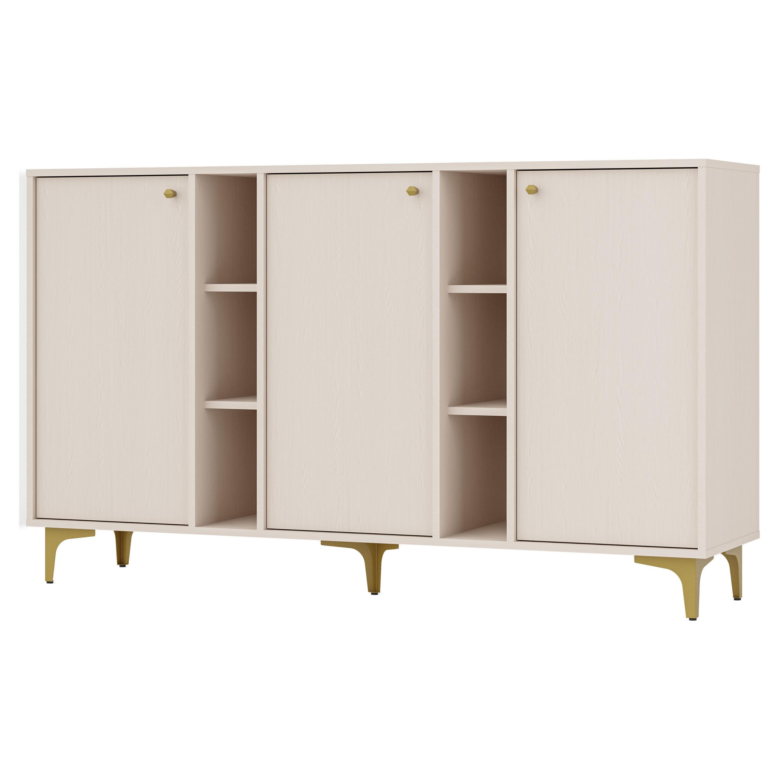 SIDEBOARD TORINO 158/94/41 cm mit 3 Türen Beige - Beige, Holzwerkstoff (158/94/41cm) - MASSENO