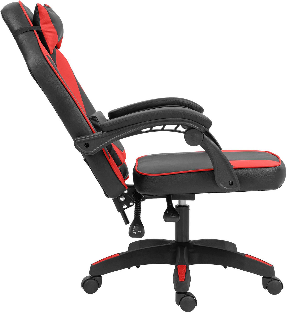 DREHSTUHL Kunststoff Schwarz/Rot - Rot/Schwarz, Kunststoff/Textil (60/111/59cm) - CLP