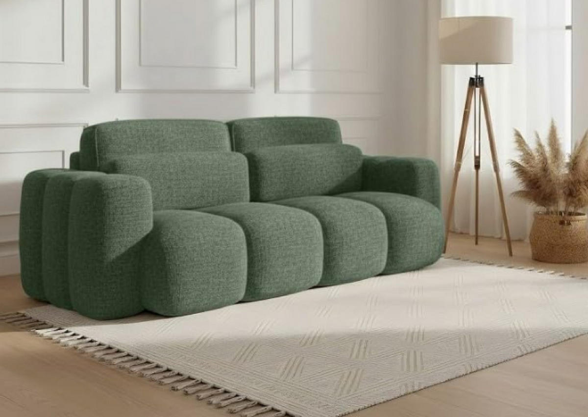 BOXSPRINGSOFA 275x90x110 cm mit Bettkasten, BLOOM, Mit DL-Ausklappsystem, Grün - Grün, Kunststoff (275/90/110cm) - Trada