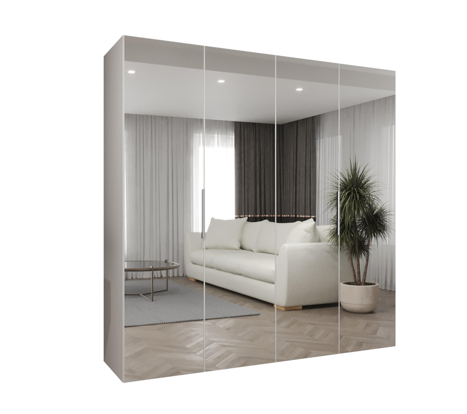 Möbel Kryspol Drehtürenschrank Weiß, Kaschmir 200x202x52 cm
