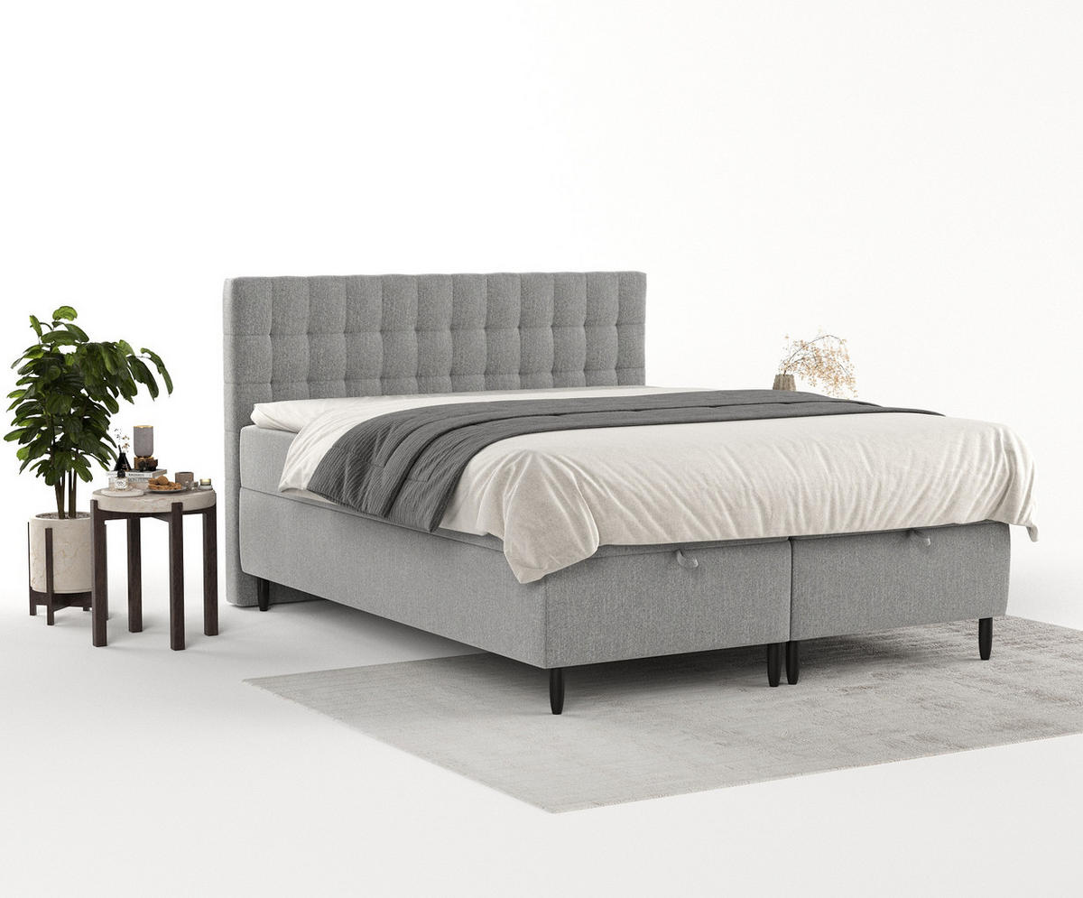 BOXBETT Milo Grau 160/200 cm - Schwarz/Grau, Holz/Holzwerkstoff (160/200cm) - Maison de Reve